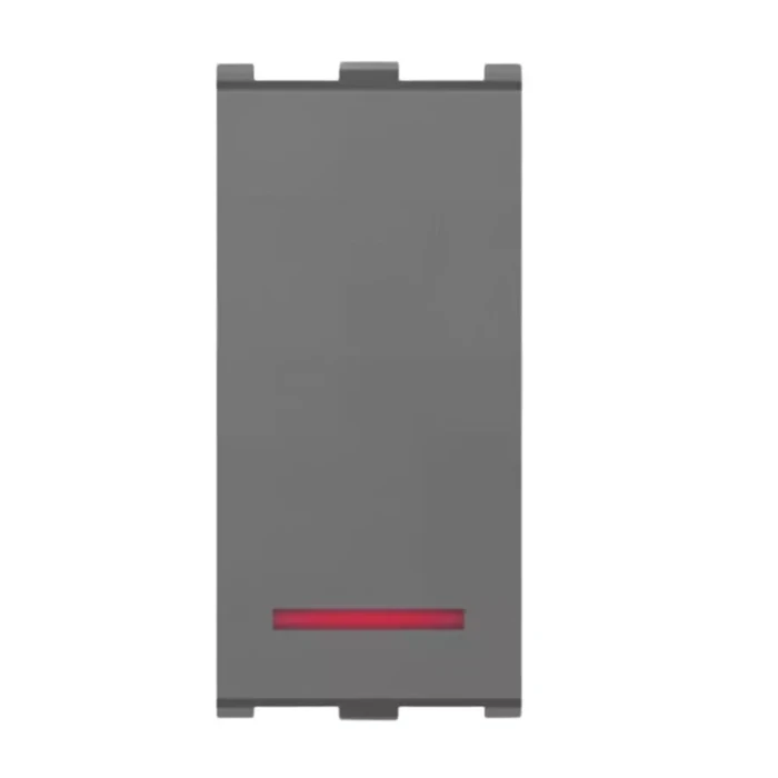 Anchor Europa 10AX 1-Way 1-Module Switch with Indicator | Heavy-Duty Illuminated Modular Light Switch in Designer Graphite Black | WIPM5111GB