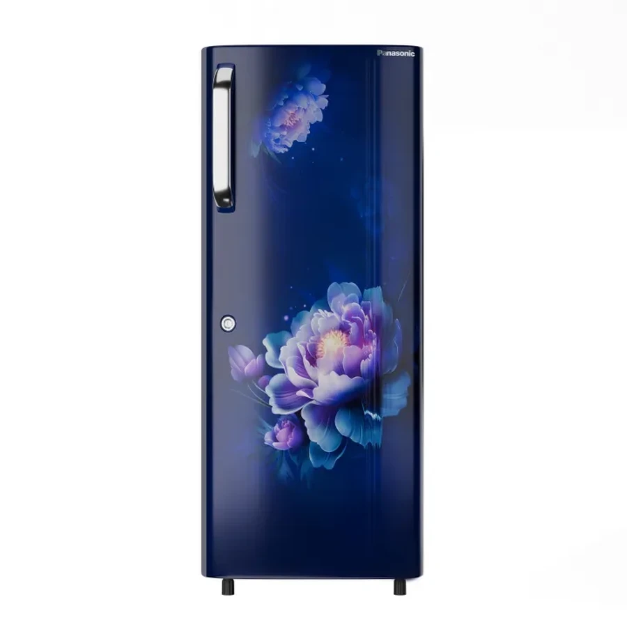 Panasonic NR-A242CFRX 230L Single Door Refrigerator | Toughened Glass Shelves | Stabilizer Free Operation | Floral Blue High Gloss Finish