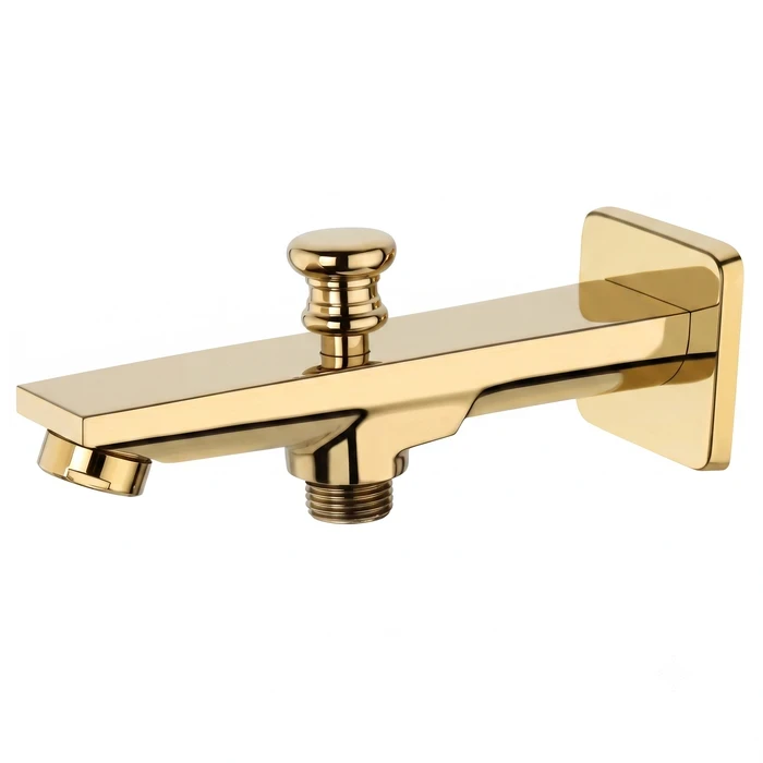 Toyo Golden Bathtub Spout with Integrated Tip Ton Diverter Button for Hand Shower & Wall Flange | AQ-57215