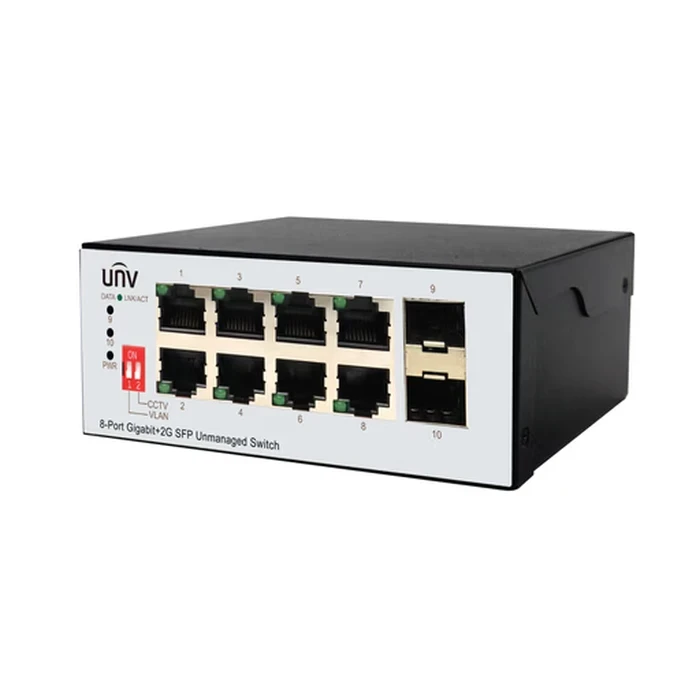 UNV 8-Port Gigabit Industrial Unmanaged Network Switch with 2 SFP Optical Slots & Harsh Environment Protection | ISW2000-8GT2GP-IN