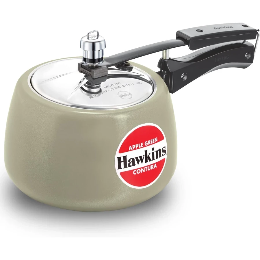 Hawkins CAG50 5L Contura Pressure Cooker | German Ceramic Coating | 3.25mm Thick Base | Apple Green | Stainless Steel Lid