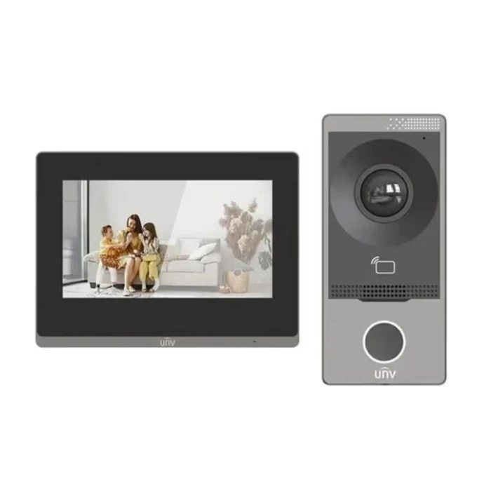 UNV Villa Video Doorphone Kit with 7" Ultra-Thin Touch Screen, 2MP WDR Camera, Mifare Card Reader, Wi-Fi & App Unlock | Model No. KIT/201S/372S
