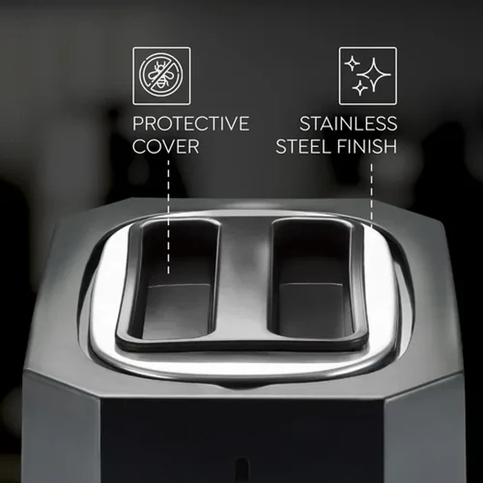 Prestige Slice 750W 2-Slice Pop-Up Toaster with Stainless Steel Finish | Compact Automatic Electric Bread Toaster - Model 41715