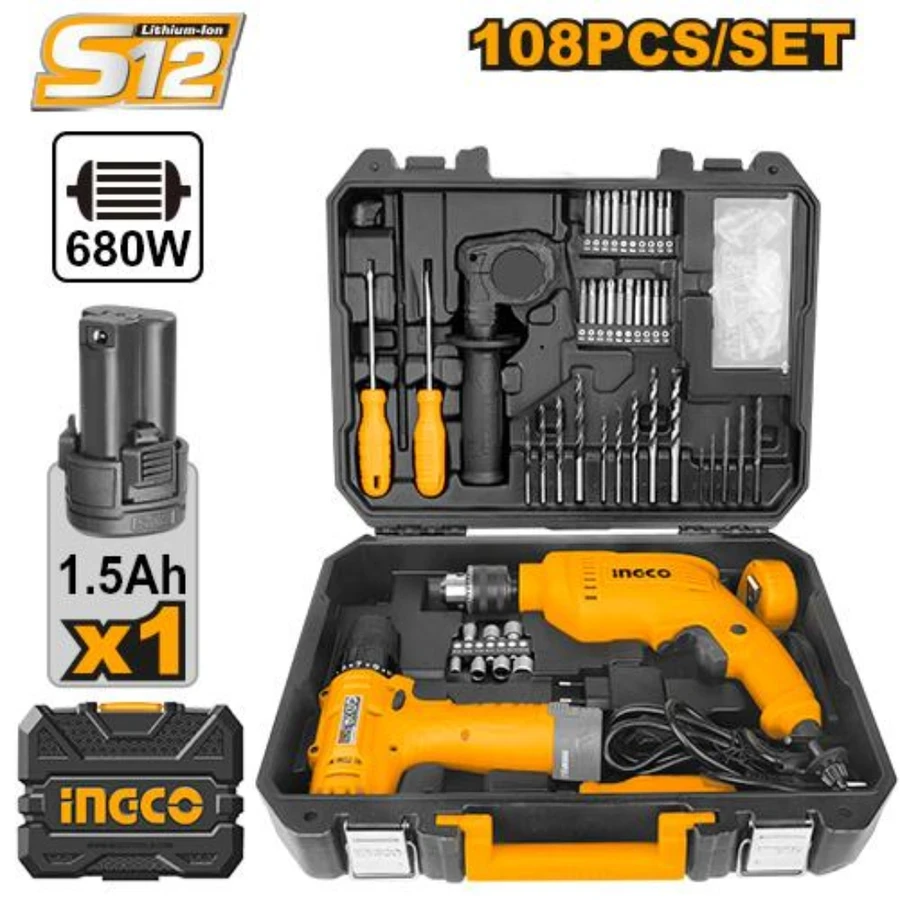 INGCO 108-Piece Dual-Power Professional Tool Set | HKTHP11081