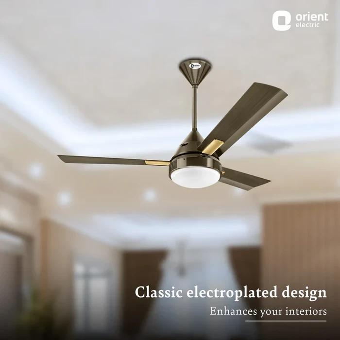 Orient Spectra Premium Ceiling Fan 70W | Elegant Metallic Finish | Remote Control | Antique Copper & Brushed Brass