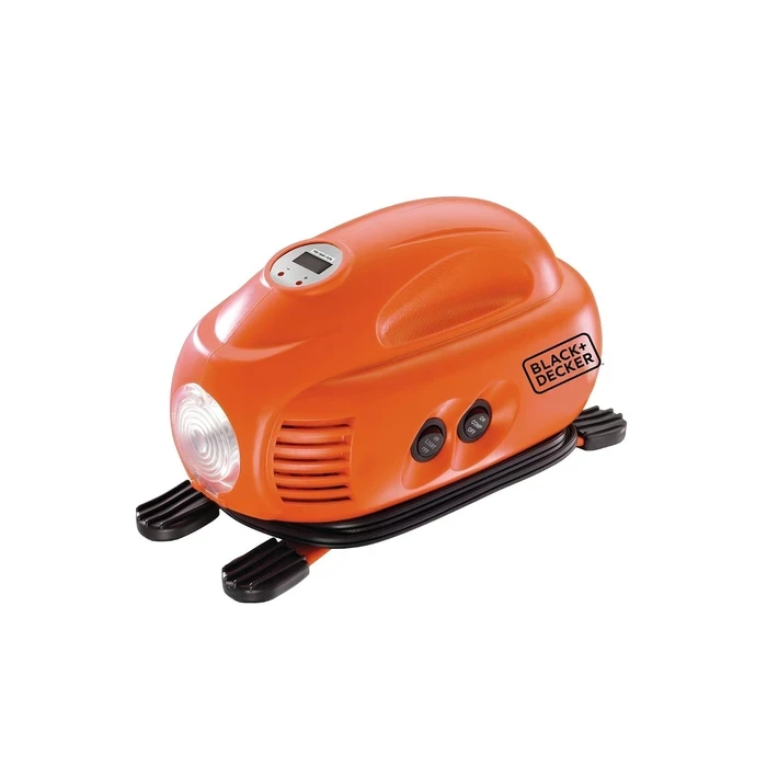 BLACK+DECKER 12V Multi-Purpose Digital Air Inflator | 8.27 Bar (120 PSI) Auto Shut-Off Portable Car & Bike Tire Pump | ASI200-XJ