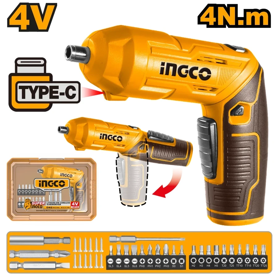 Cordless Screwdriver | CSDLI04425 | 4V Max | Dual-Position Handle & Multi-Bit Set