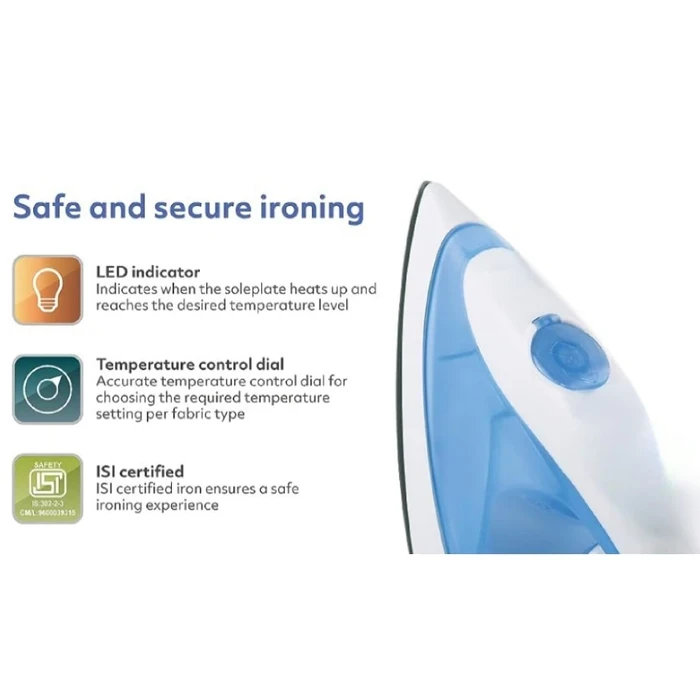 Yasuda 1400W Steam Iron with 180ml Water Tank Capacity | Rapid Heat-Up Uniform Steam Distribution | Smooth Gliding Soleplate Ergonomic Crease Release Fabric Care | YS-173G