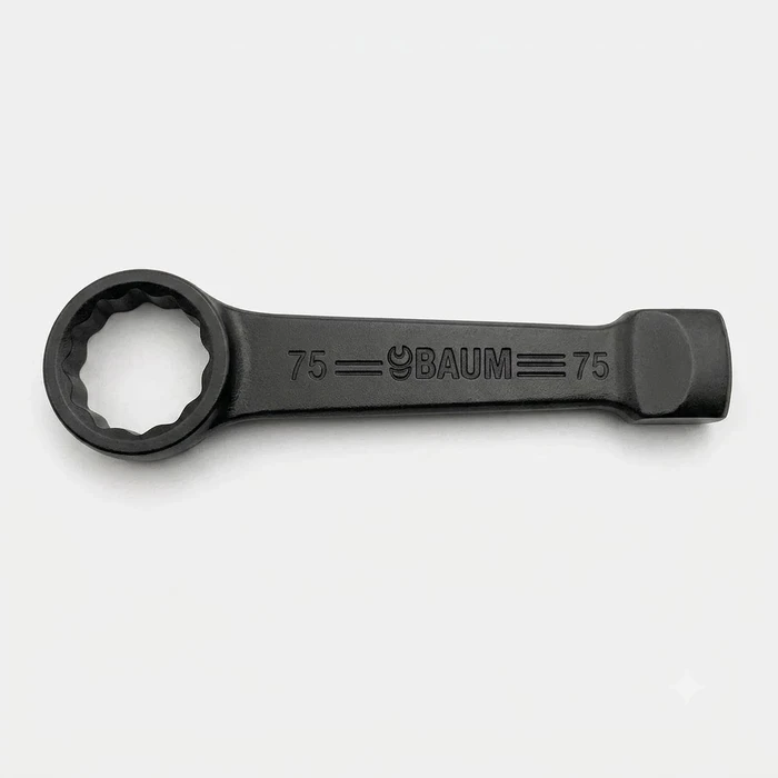 Baum Chrome Vanadium Steel Hardened & Tempered Black Phosphated Industrial Heavy Duty Striking Slogging Ring End Wrench Spanner Art-66B