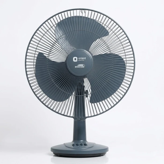 Orient Electric Table 26 400mm (16") Oscillating Table Fan | 1330 RPM High-Speed 75 CMM Air Delivery Desk Fan with 3-Speed Control | Blue & Slate Gray