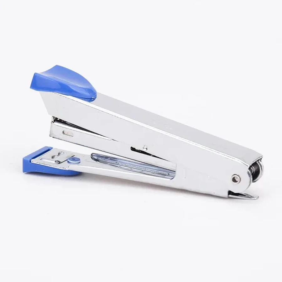 Deli 15-Sheet Desktop Stapler (No. 10 Staples, 50-Pin Load) | Chrome Metal Body with Integrated Remover (Blue, Black, Grey) | E0224
