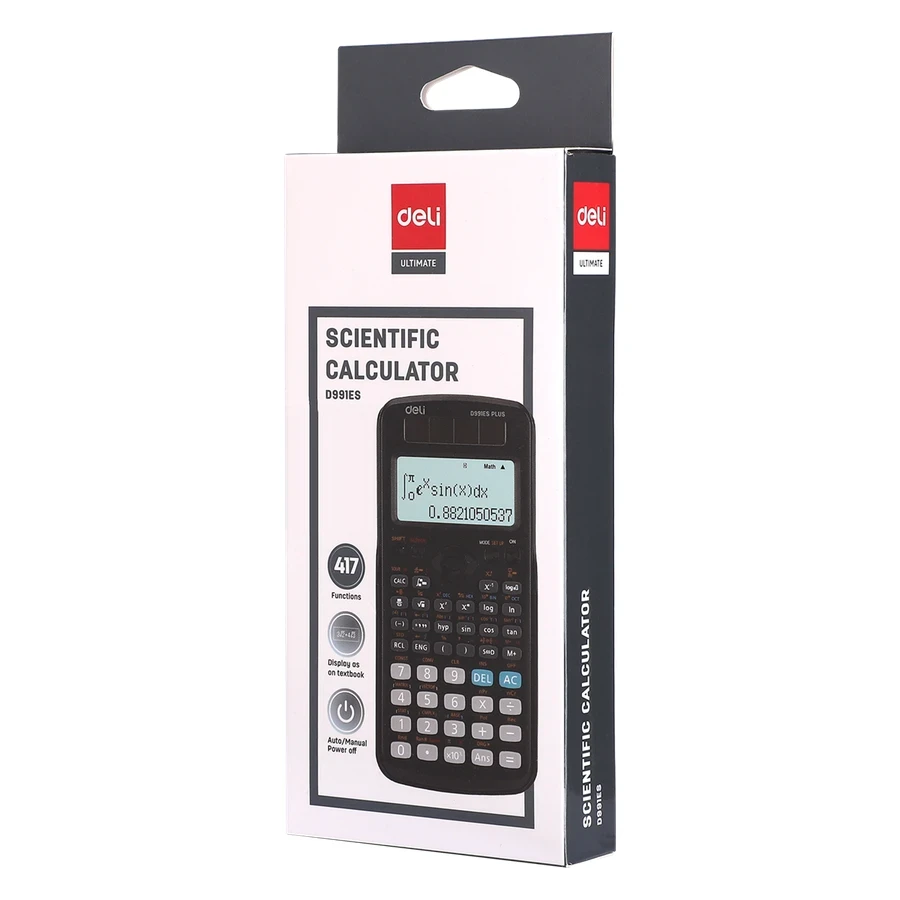 Deli Professional Scientific Calculator (417 Functions) | Dual Solar & Battery 2-Line Textbook Display with Slide Cover | ED991ES