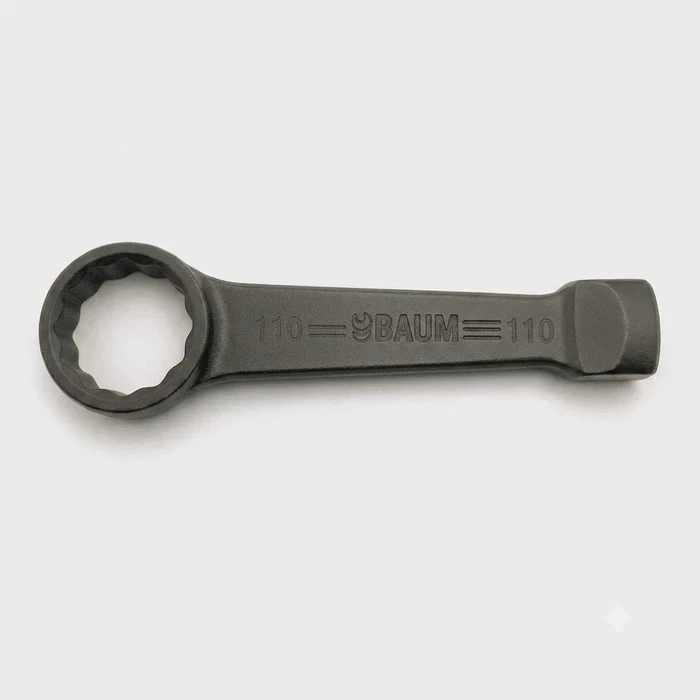 Baum Chrome Vanadium Steel Hardened & Tempered Black Phosphated Industrial Heavy Duty Striking Slogging Ring End Wrench Spanner Art-66B