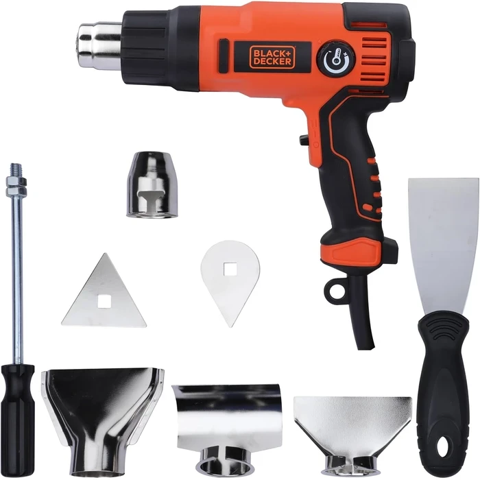 BLACK+DECKER 2000W Heavy-Duty Variable Temperature Heat Gun Kit with 8 Accessories & Scrapers | Dual Airflow Thermal Stripper | KX2200K-QS