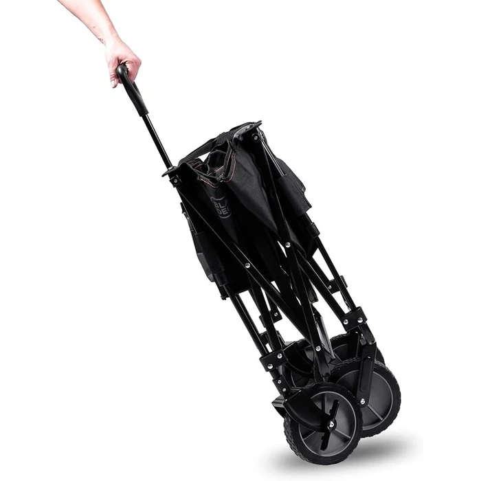 BLACK+DECKER 80kg Heavy-Duty Collapsible Folding Outdoor Wagon Cart | All-Terrain 360° Swivel Wheels with Brakes & Telescopic Handle | BDCWBK01-XJ