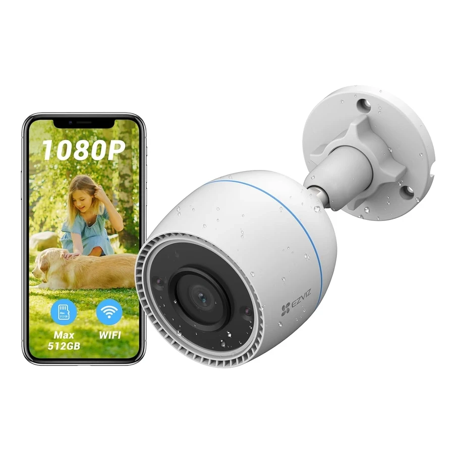 EZVIZ H3c 1080P Outdoor Smart Wi-Fi Bullet Camera | IP67 Weatherproof AI Human Detection with 30m Night Vision & Alexa Support | CS-H3c-R100-1K2WFL