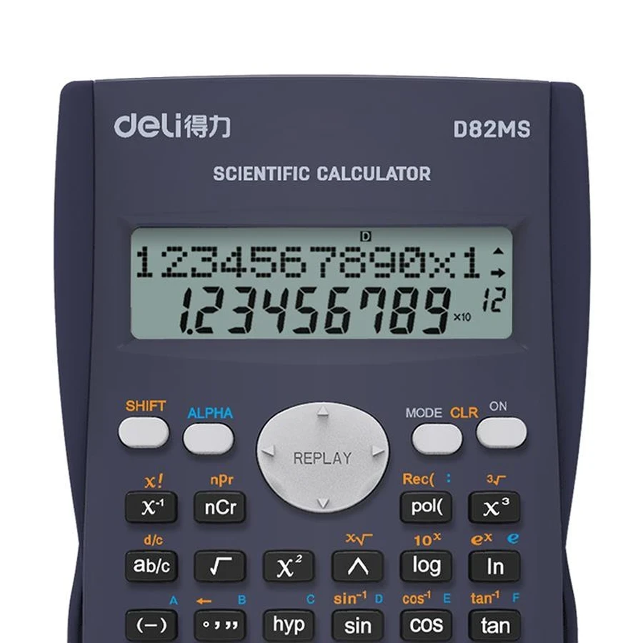 Deli 240 Functions 10+2 Digits Student Scientific Calculator | Dual Solar & Battery Power 2-Line LCD Display with Sliding Hard Cover | ED82MS