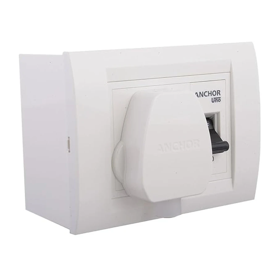 Anchor UNO AC Box with Plug & Socket 20A KTDC0207 - Wall Mount, ON-OFF Control, 3-Way Circuit, Without MCB (White)