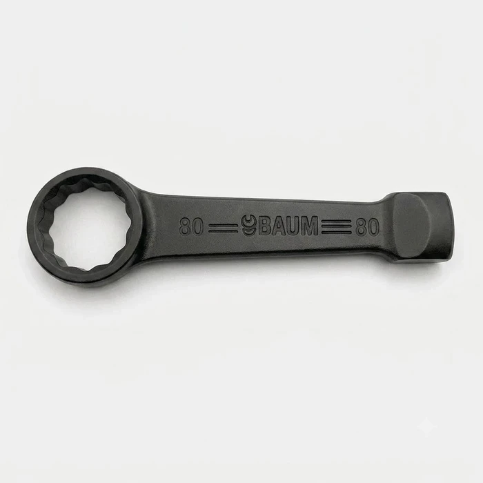 Baum Chrome Vanadium Steel Hardened & Tempered Black Phosphated Industrial Heavy Duty Striking Slogging Ring End Wrench Spanner Art-66B