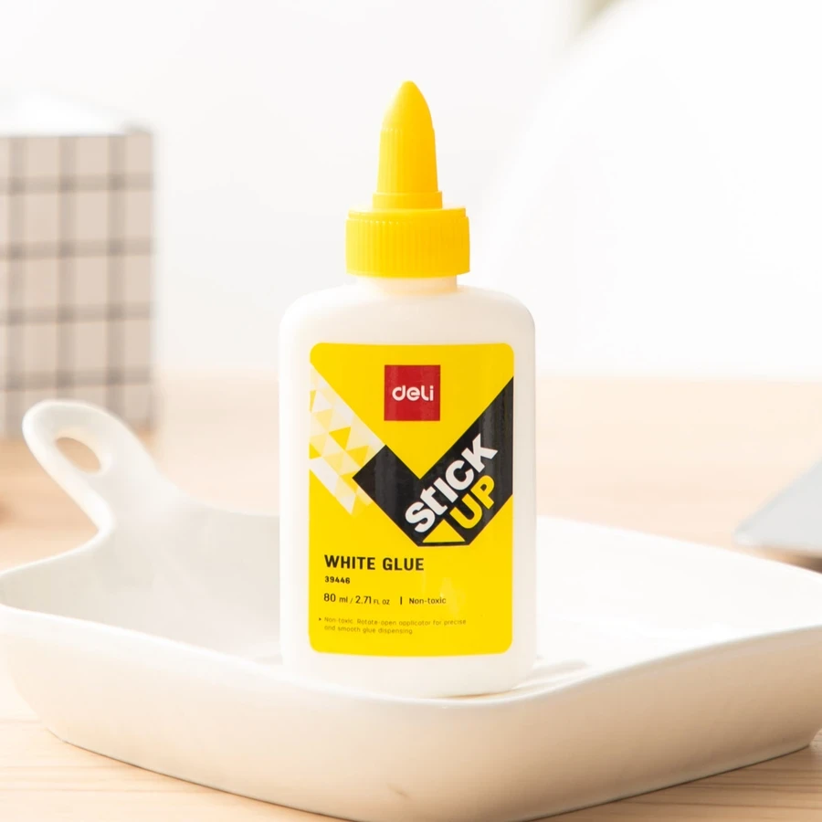 Deli White Glue (80mL) | Fast-Drying Clear-Drying Strong Bond PVA Liquid Adhesive with Precision Twist Tip (Pack of 12 Pcs) | E39446