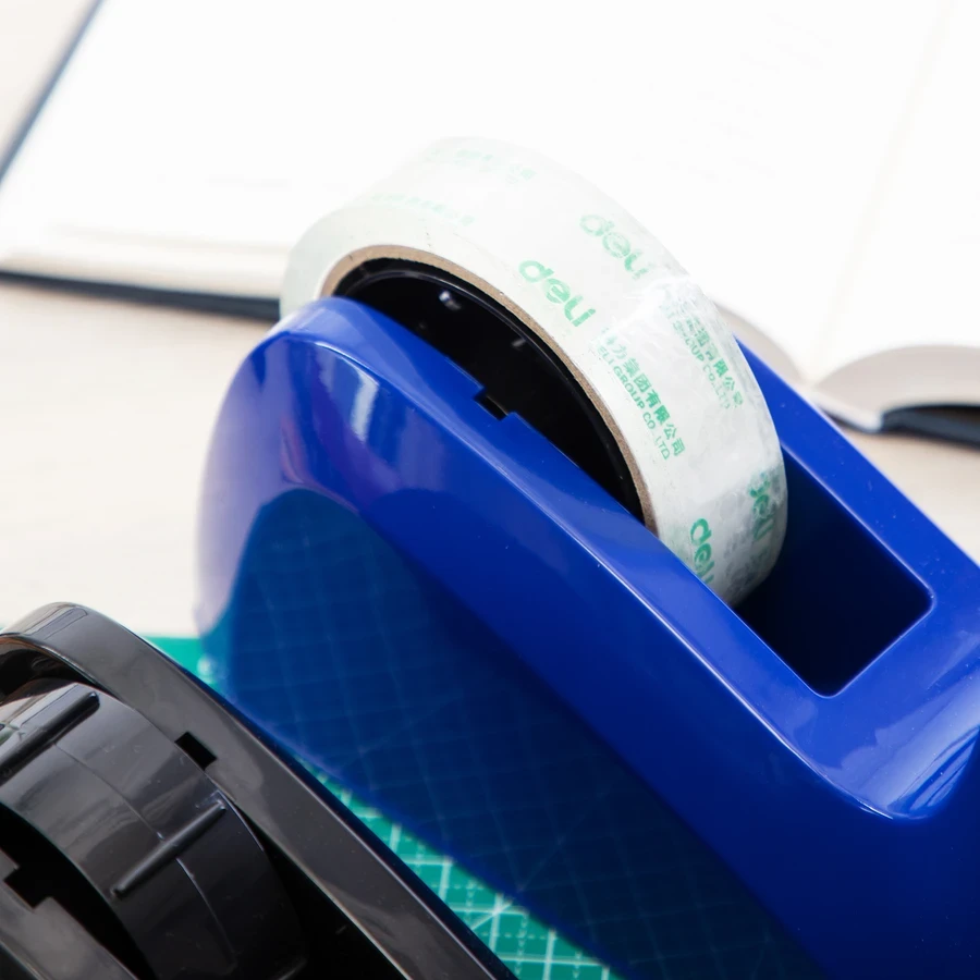 Deli Large Heavy-Duty Desktop Tape Dispenser | Weighted Non-Slip Base |Blue &Black E816
