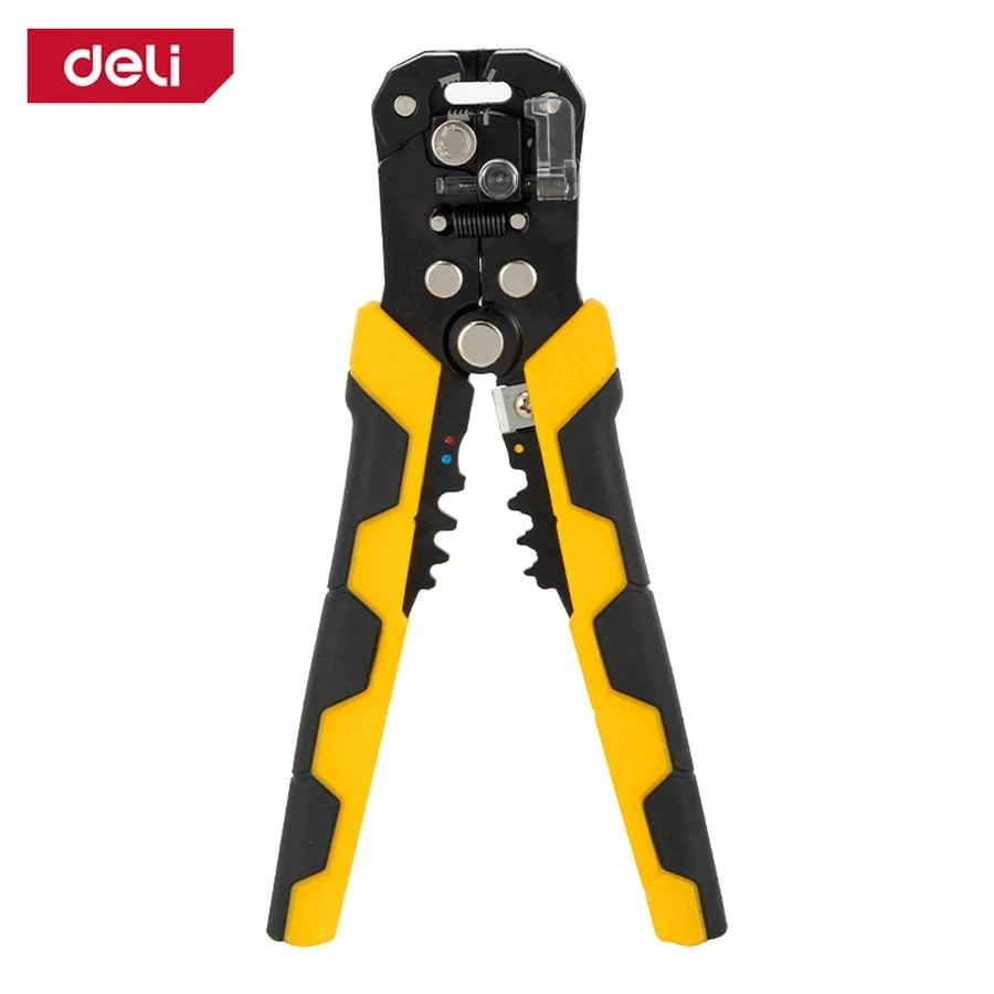 Deli Multi-Function Wire Stripper 0.2-6mm² Capacity with 3-in-1 Stripping, Cutting & 4P/6P/8P Crimping Functions (Yellow/Black) | EDL2018