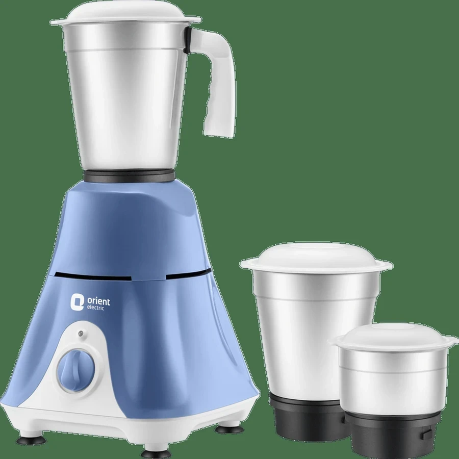 Orient Sprint Super 500W Compact Tower Mixer Grinder | 0.8L Capacity with 4-Leaf Stainless Steel Liquidizer Blade & Overload Protection (Blue & White)
