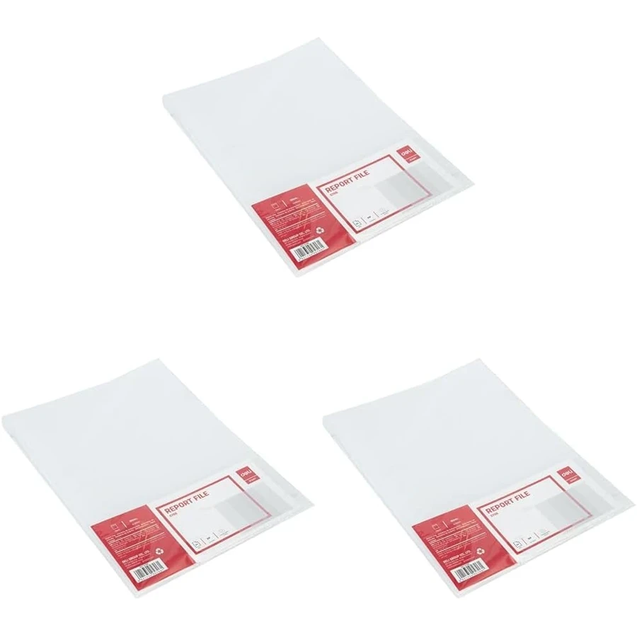 Deli A4 Report File Folder (10-Pack) | Heavy-Duty Polypropylene Document Presentation Cover with Fastener (White) | E5706