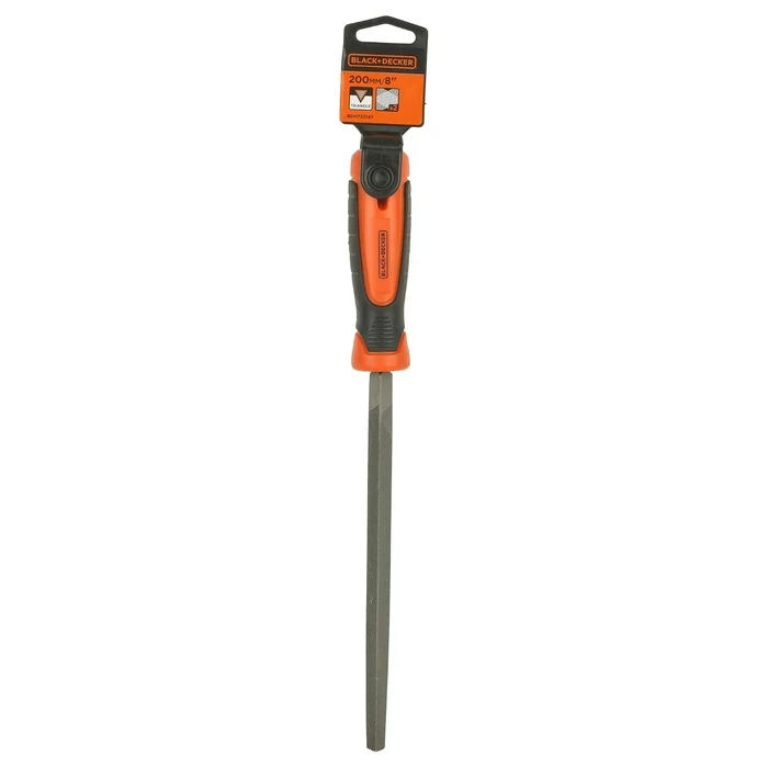BLACK+DECKER 200mm (8") High-Carbon Steel Triangular Hand File | 60° Angle Three-Square Saw Sharpening & Deburring Tool | BDHT22147