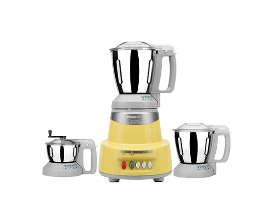 Panasonic 600W Elements Mixer Grinder with 3 Stainless Steel Jars | Heavy Duty Motor with Locking System - Topaz Yellow - MX-AV325
