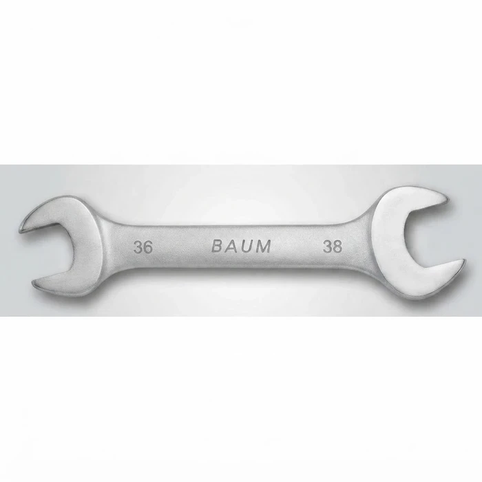 BAUM Heavy-Duty Large Chrome Vanadium Double Open-Ended Spanner | 3-Layer Nickel Chrome Rough Matt Finish Oval Body Wrench | Model ART 12E (Sizes 24mm to 60mm)