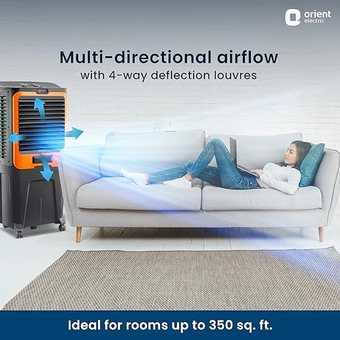 Orient Ultimo 88 Desert Air Cooler | High-Capacity 88 Ltr Water Tank | DenseNest Honeycomb Cooling with Ice Chamber & 190 Watt Low-Power Inverter Motor | CD8803H