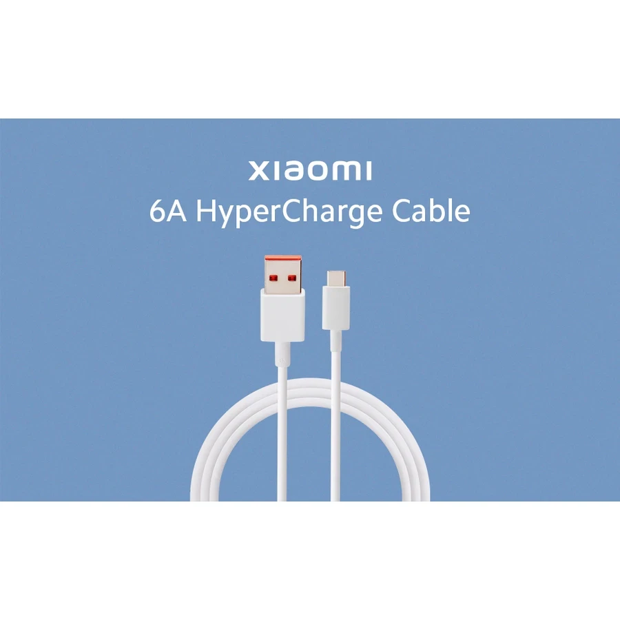 Xiaomi 6A HyperCharge 120W Fast Charging USB Cable (100cm) | Ultra-High Speed 6-Amp Heavy-Duty Tangle-Free Power & Data Cord for Smartphones | White