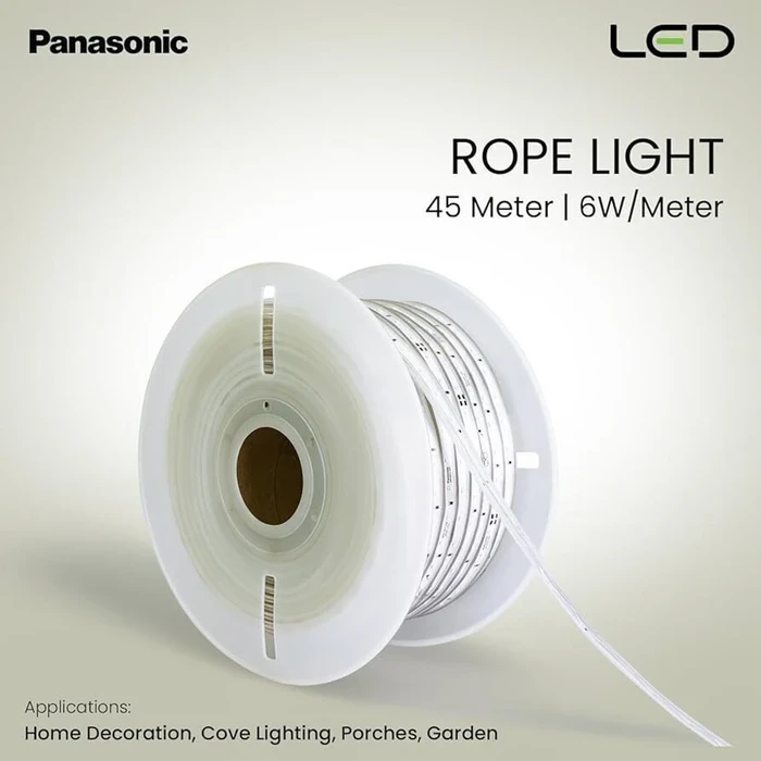 Panasonic 45-Meter Flexible LED Rope Light (6W/m, 60 LED/m) | Waterproof 140-275V Wide Voltage Cove & Facade Luminaire in Warm White, Cool White, Red, Green & Blue | PSLM12TU Series