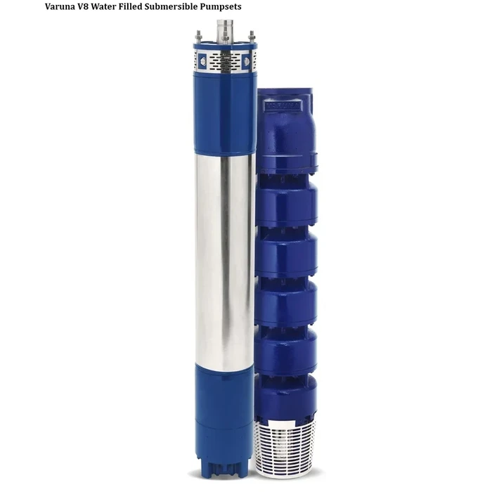 Varuna V8 Series 8" Heavy-Duty Stainless Steel Multi-Stage Borewell Submersible Pump Set | High-Head 400m & 120+ m³/hr High-Discharge Three-Phase Deep Well Pump