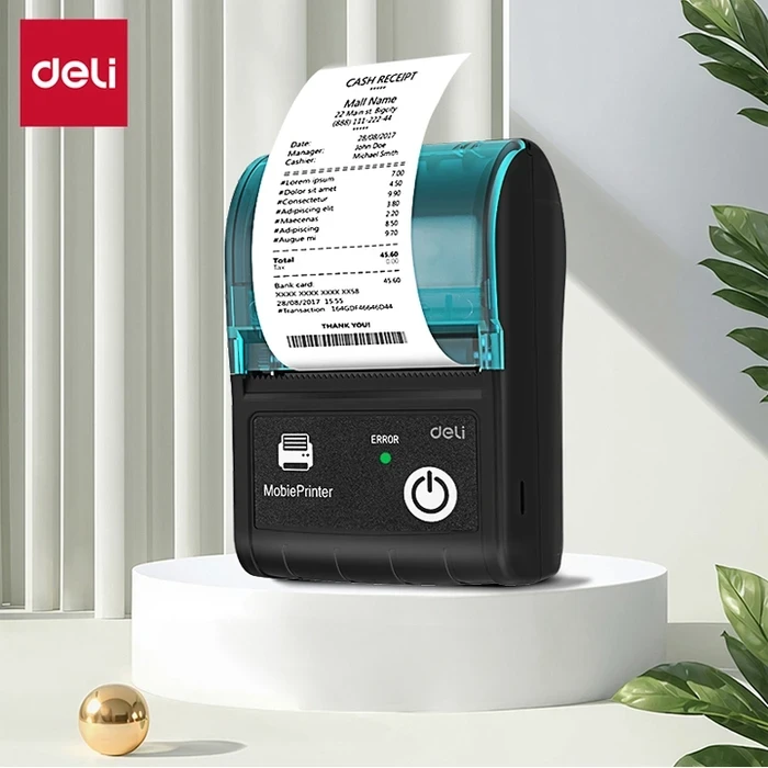 DELI 2.0" Portable Wireless Direct Thermal Receipt Printer | 60mm/s 203 DPI Bluetooth & USB Type-C Mobile POS Billing Machine | ES421
