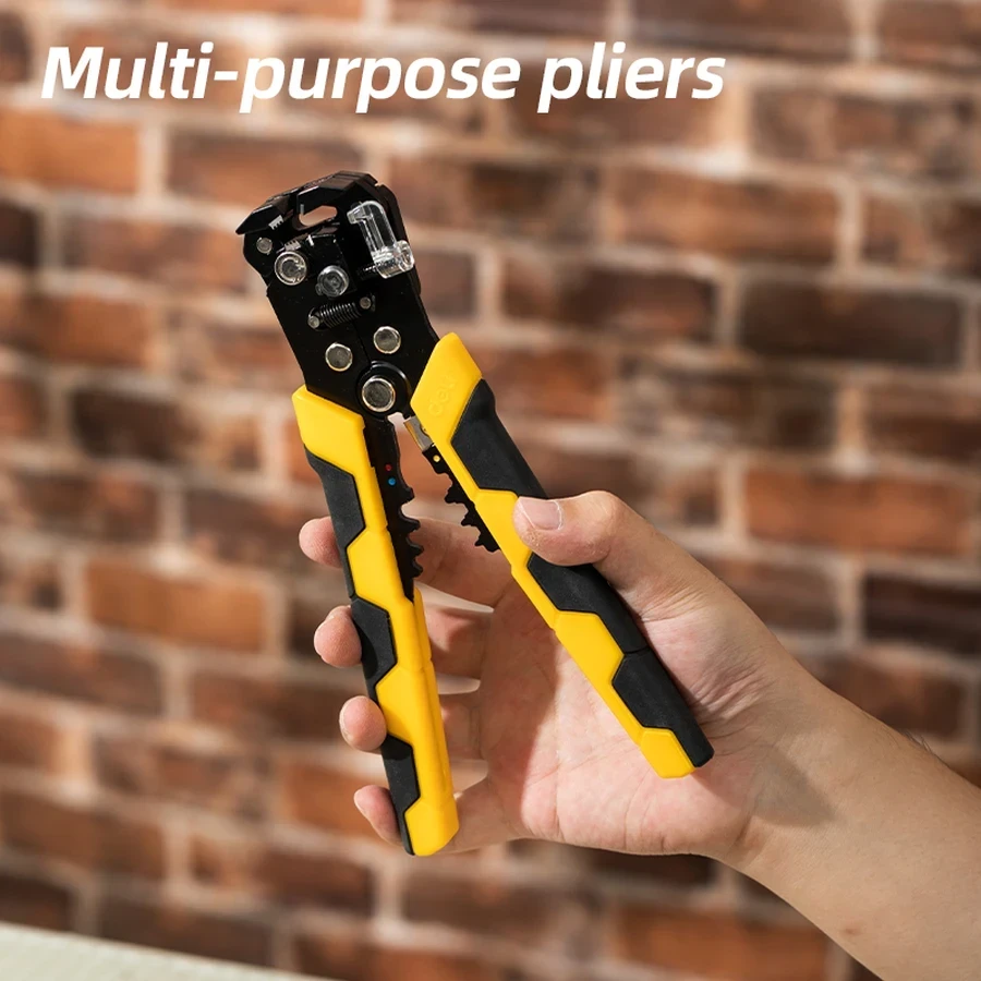 Deli Multi-Function Wire Stripper 0.2-6mm² Capacity with 3-in-1 Stripping, Cutting & 4P/6P/8P Crimping Functions (Yellow/Black) | EDL2018