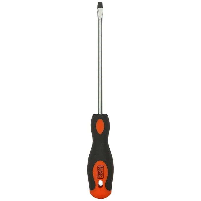 BLACK+DECKER 6.5 x 150mm Alloy Steel Standard Slotted Flathead Screwdriver | Long-Reach High-Torque Ergonomic Fastening Tool | BDHT62299