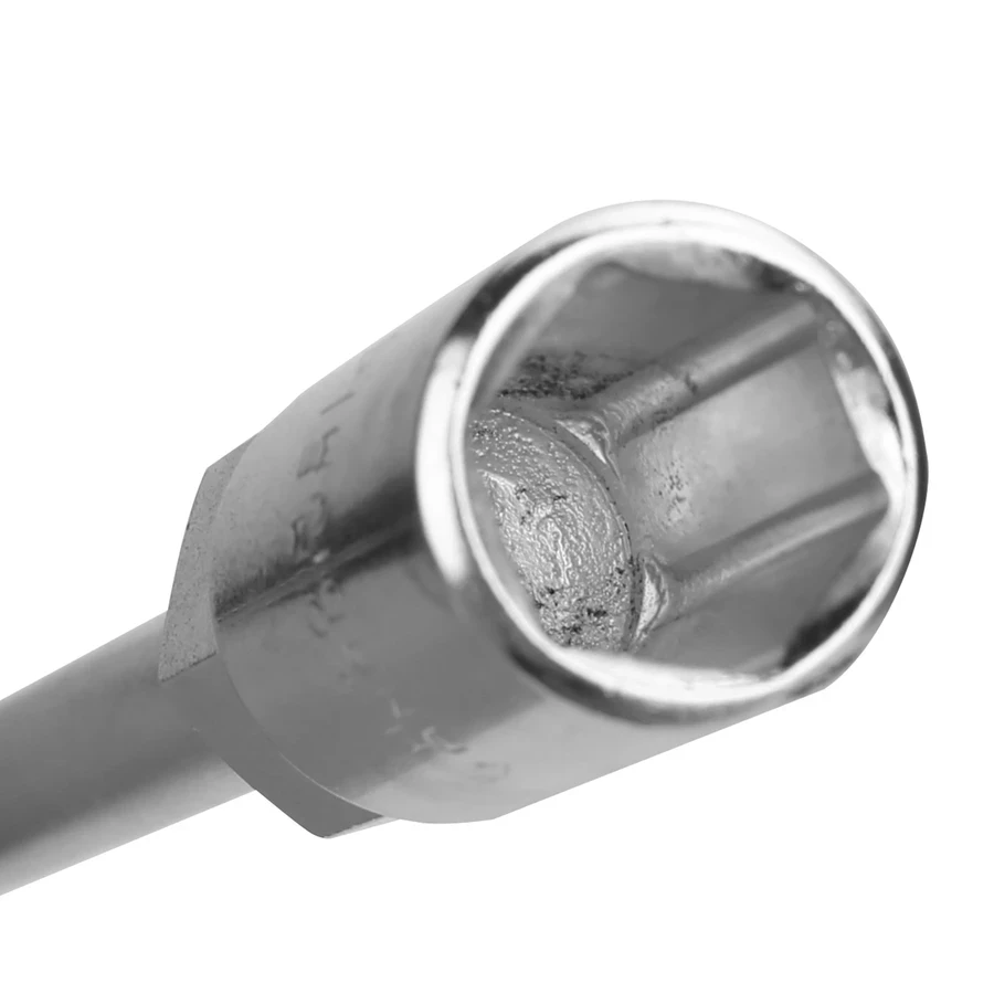 Deli 14mm T-Handle Socket Wrench | Heavy-Duty Chrome Vanadium (Cr-V) Steel 6-Point High-Leverage Deep Reach Mechanics Spanner (Silver) | EDL14