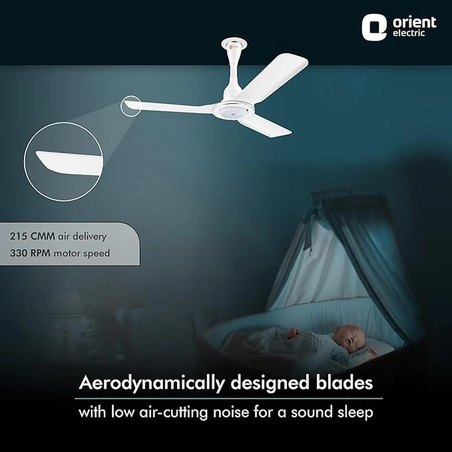 Orient iFloat Ceiling Fan 35 Watts | 215 CMM Airflow | Ultra-Quiet 11dB | Remote Controlled | Aluminium Blades | Lakeside Brown & White