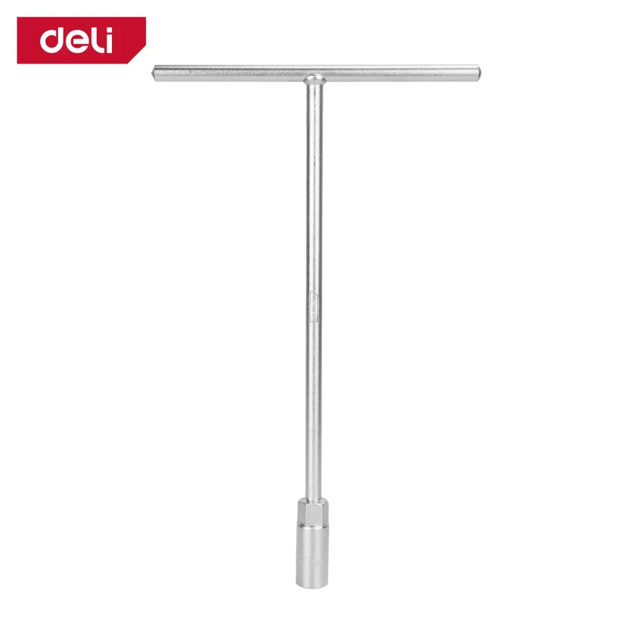 Deli 13mm Professional CR-V Steel T-Handle Socket Wrench | Heavy-Duty 6-Point Deep-Reach High-Leverage Fastening Tool for Automotive & Machinery | EDL13 (Silver)
