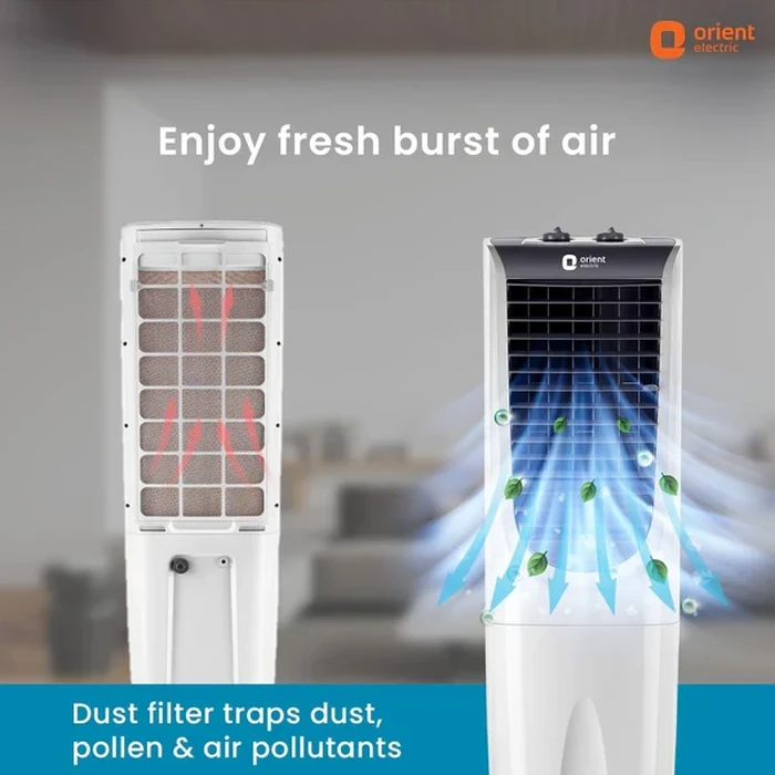 Orient Ultimo Tower 55L Air Cooler | 160W Vertical Space-Saving Evaporative Blower | 1500 Cu.m./hr Air Delivery DenseNest Honeycomb Pads | CT5506H