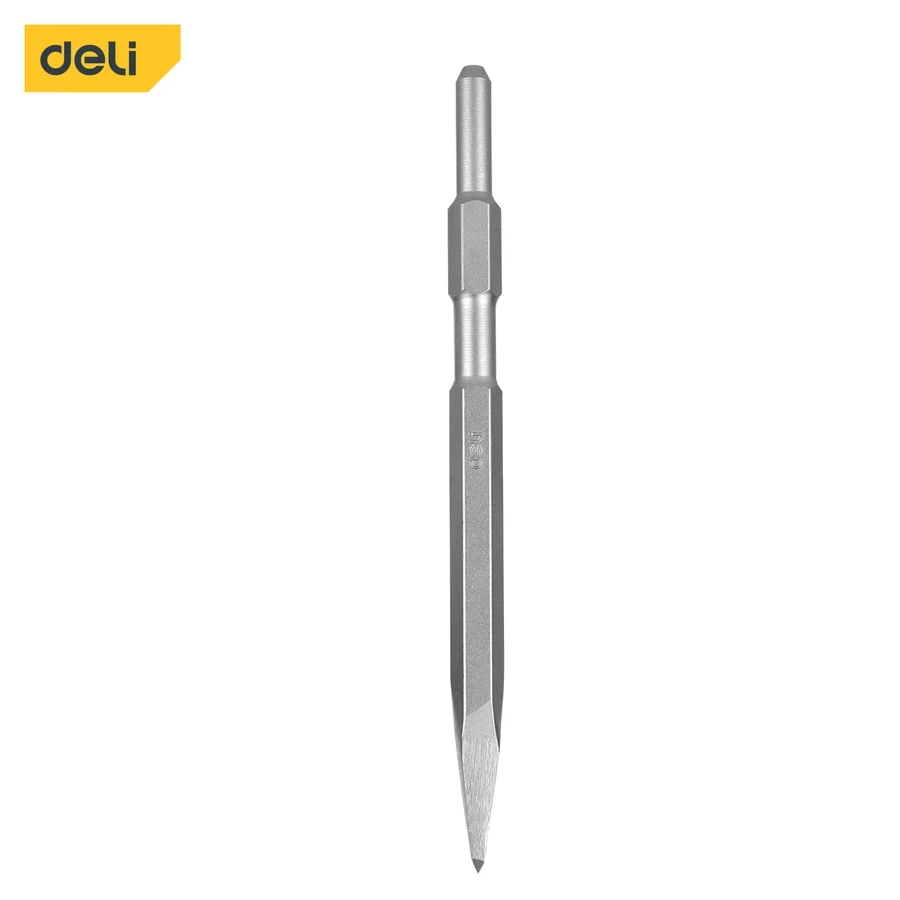 Deli 17x280mm Professional 40Cr Hex Point Chisel | Heavy-Duty Bull Point Demolition Breaker Bit for Concrete, Brick, Cement & Stone | EDH-HJZ017-E1