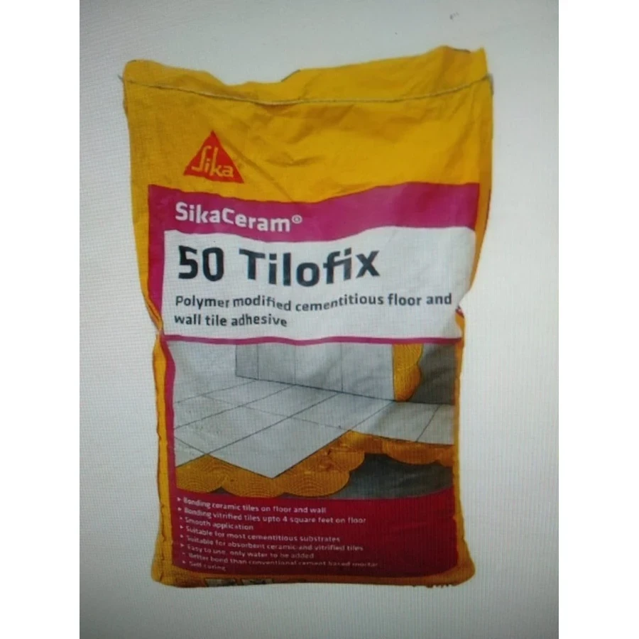 Sika Ceram Tilofix | High Strength Ceramic Tile Adhesive | Gray Cementitious Formula | Self-Curing for Inside Use | Available in 20 Kg Pail and 40 Kg Bag