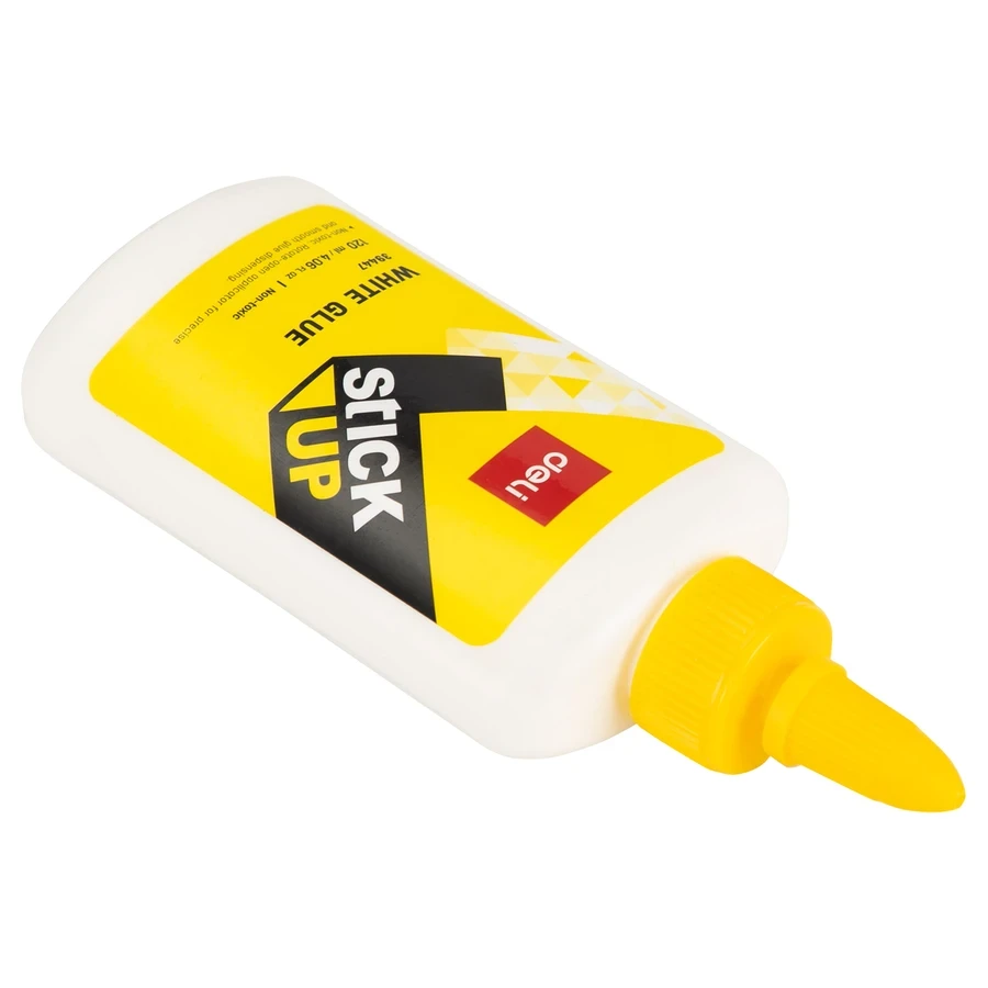 Deli 120mL Jumbo Washable White Glue (12-Piece Pack) | Non-Toxic Strong Liquid Adhesive with Twist-Lock Precision Applicator | E39447