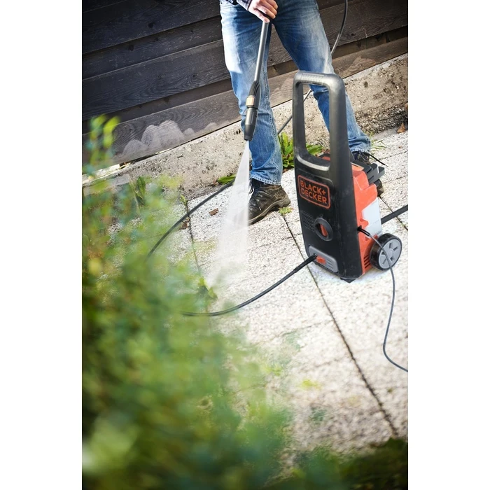 BLACK+DECKER 1400W 110 Bar High-Pressure Washer | 390 L/h Flow Rate Portable Wheeled Car & Patio Jet Cleaner | BXPW1400E-B5