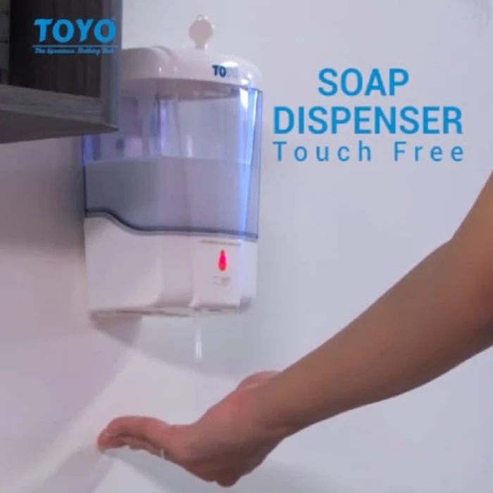 TOYO 600ml Automatic Touchless Soap Dispenser | Electronic Infrared Sensor Precision Droplet Valve | Virgin ABS Wall-Mount Low-Battery LED Indicator | TOYO-1503