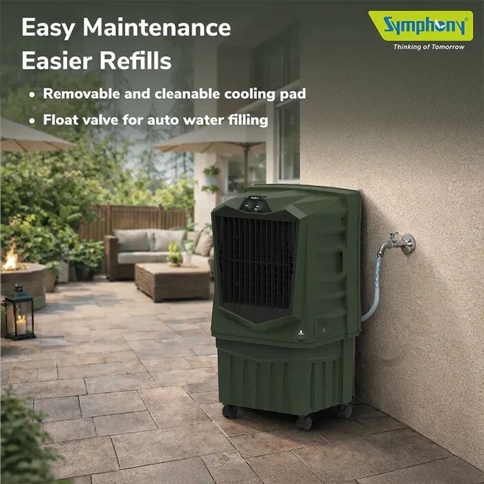 Symphony AIRFORCE 60 Desert Air Cooler | 60L High-Efficiency Honeycomb Media | 145W Low Power Consumption Fan 11m (36ft) Air Throw Distance Auto Louver Cool Flow Dispenser