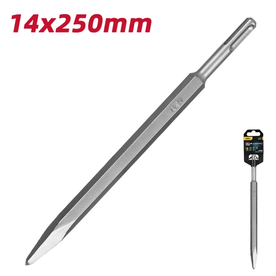 Deli 14x250mm Professional 40Cr SDS Plus Point Chisel | Heavy-Duty Bull Point Rotary Hammer Breaker Bit for Concrete, Brick & Stone | EDH-YJZ014-E1