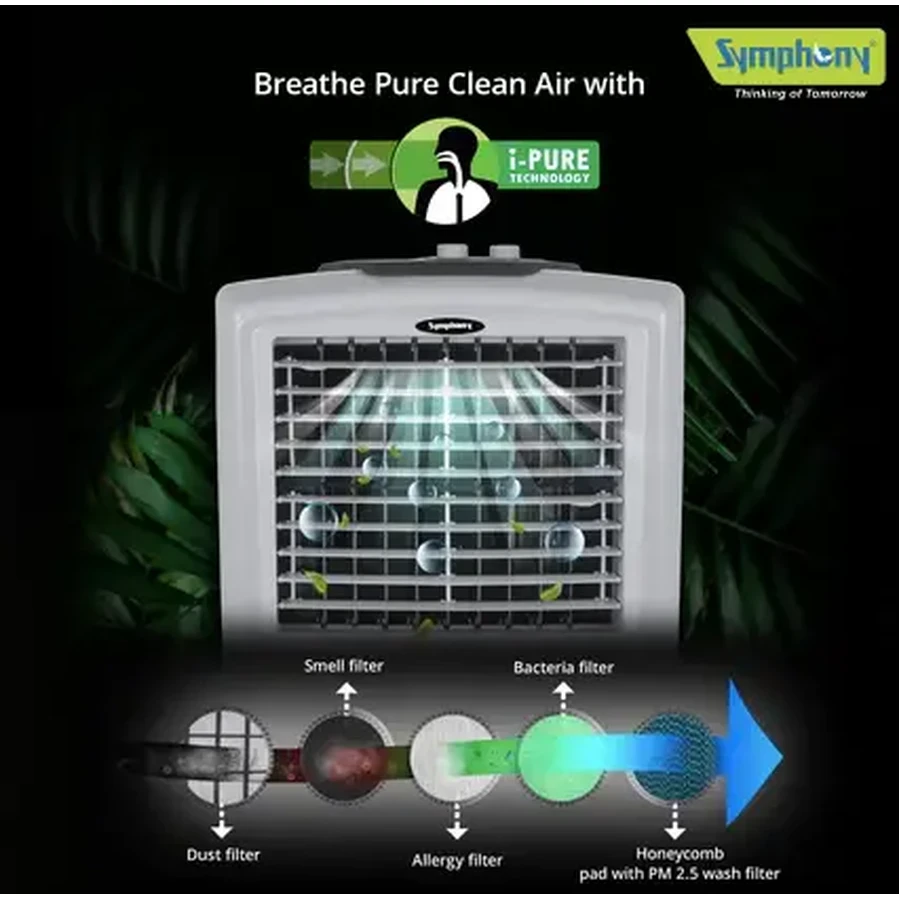 Symphony HiFLO 27 Personal Air Cooler | 27L Tank | High-Pressure Blower | 2700 Cu.M/Hr Air Delivery